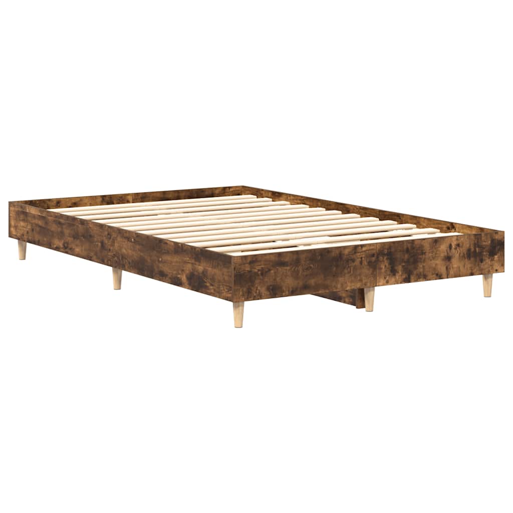 Bed Frame No Mattress Smoked Oak 120x200 cm Engineered Wood