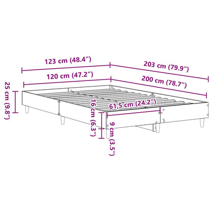 Bed Frame No Mattress Brown Oak 120x200 cm Engineered Wood