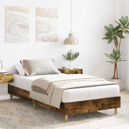 Bed Frame No Mattress Smoked Oak 100x200 cm Engineered Wood