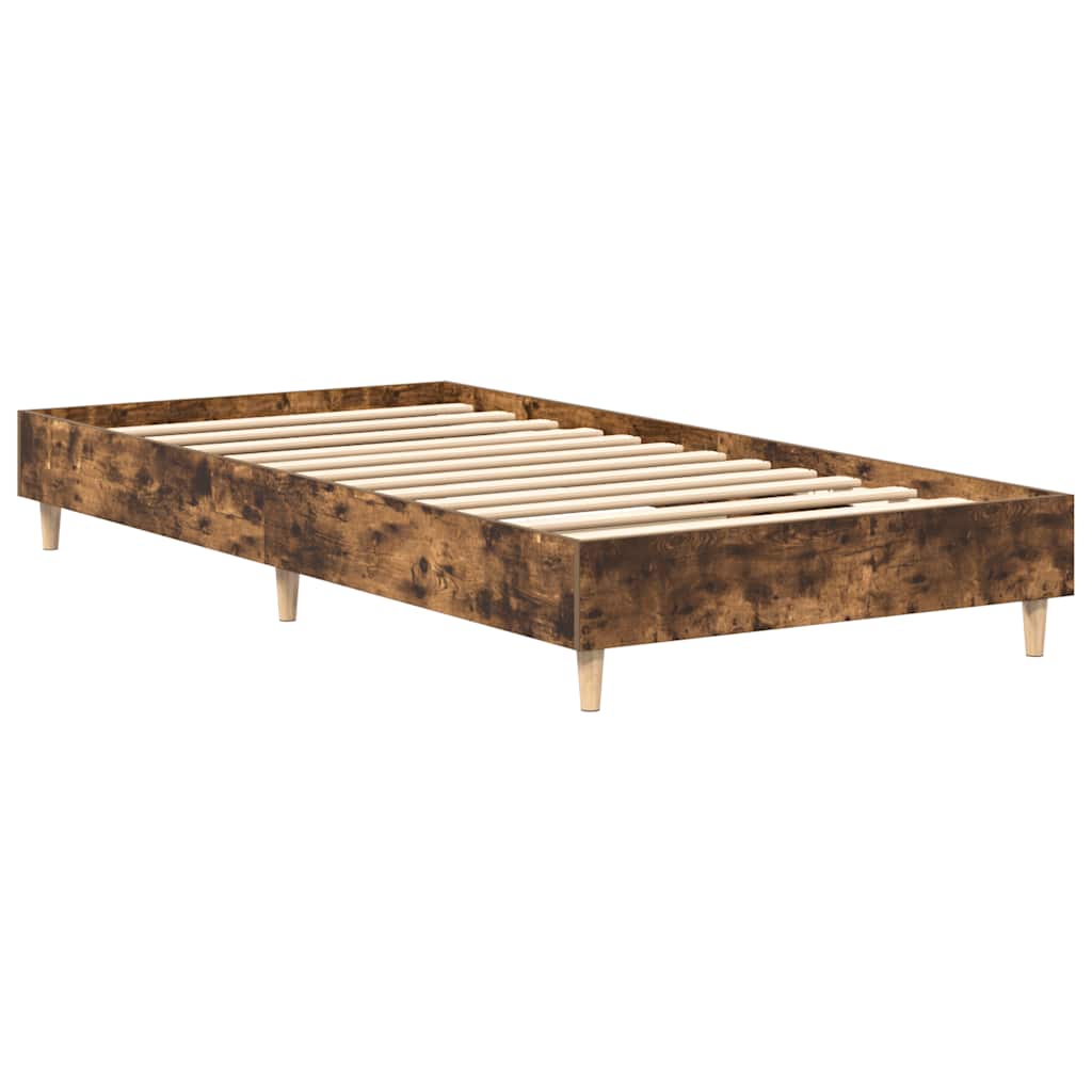 Bed Frame No Mattress Smoked Oak 100x200 cm Engineered Wood
