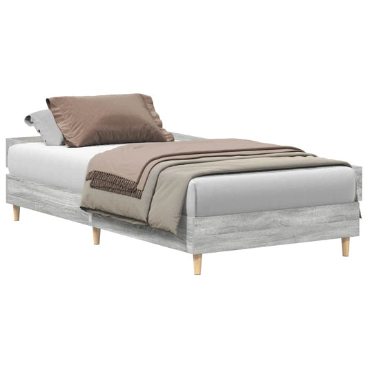 Bed Frame No Mattress Grey Sonoma 100x200 cm Engineered Wood