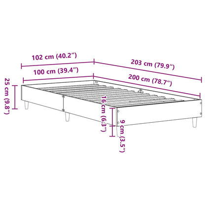 Bed Frame No Mattress Brown Oak 100x200 cm Engineered Wood