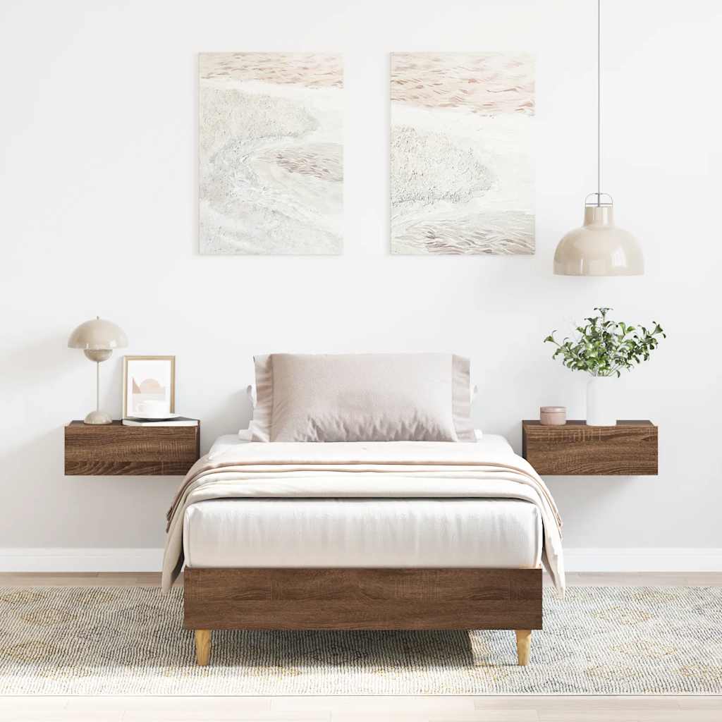 Bed Frame No Mattress Brown Oak 90x200 cm Engineered Wood