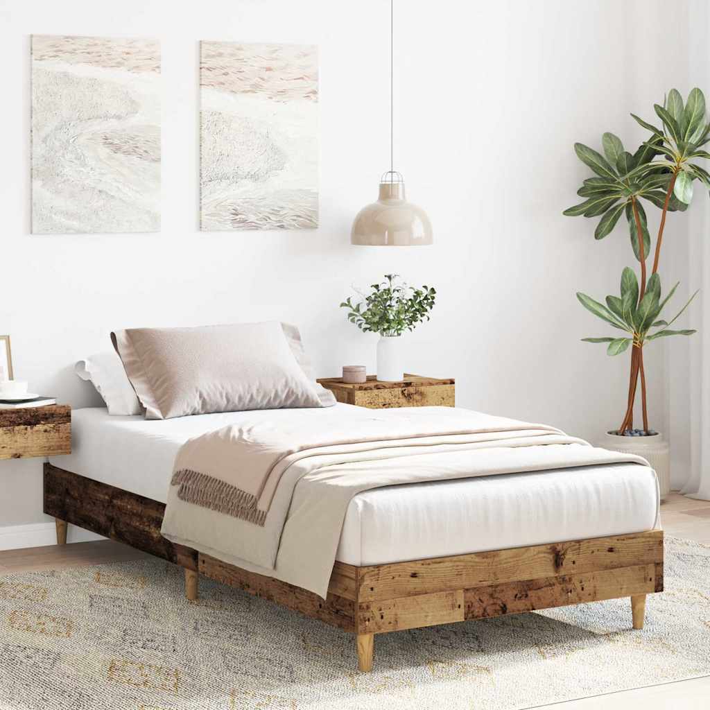 Bed Frame No Mattress Old Wood 90x200 cm Engineered Wood