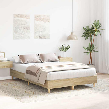 Bed Frame No Mattress Sonoma Oak 140x190 cm Engineered Wood