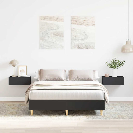 Bed Frame No Mattress Black 135x190 cm Engineered Wood