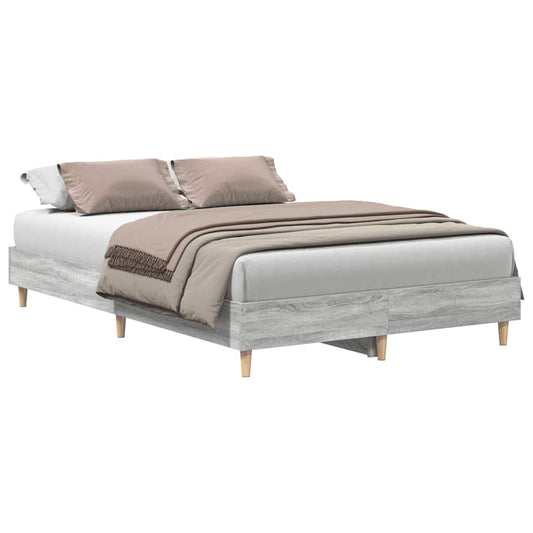 Bed Frame No Mattress Grey Sonoma 135x190 cm Engineered Wood