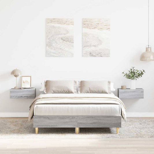 Bed Frame No Mattress Grey Sonoma 135x190 cm Engineered Wood