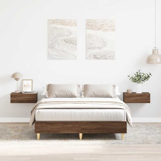 Bed Frame No Mattress Brown Oak 135x190 cm Engineered Wood