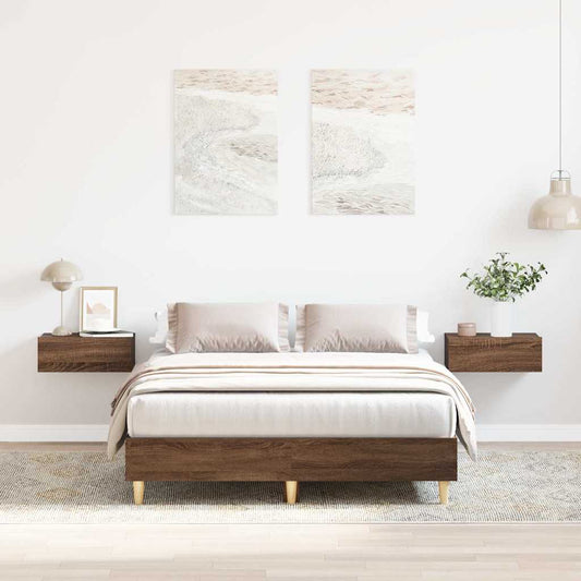 Bed Frame No Mattress Brown Oak 120x190 cm Engineered Wood