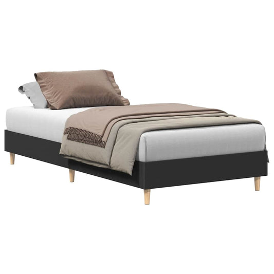 Bed Frame No Mattress Black 90x190 cm Single Engineered Wood