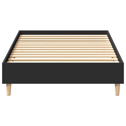 Bed Frame No Mattress Black 90x190 cm Single Engineered Wood