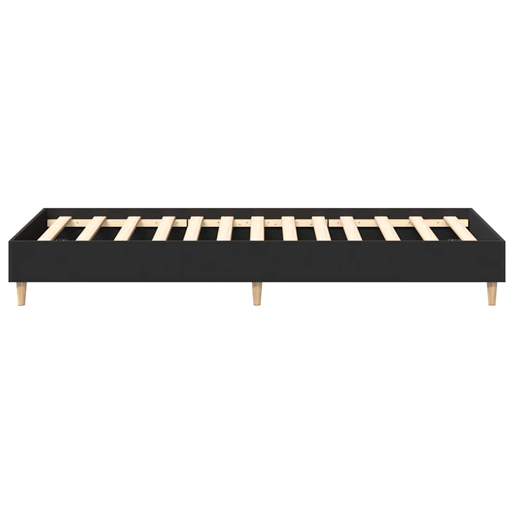 Bed Frame No Mattress Black 90x190 cm Single Engineered Wood