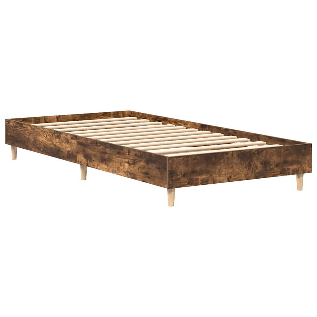Bed Frame No Mattress Smoked Oak 90x190 cm Single Engineered Wood