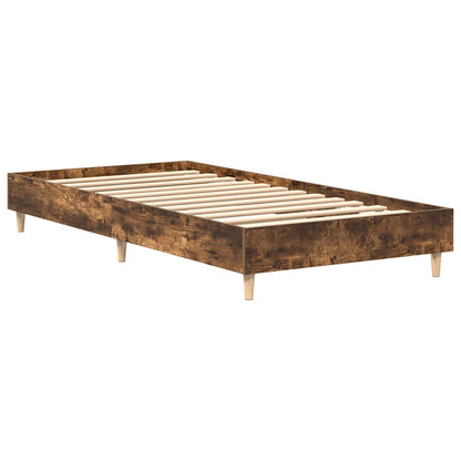 Bed Frame No Mattress Smoked Oak 90x190 cm Single Engineered Wood