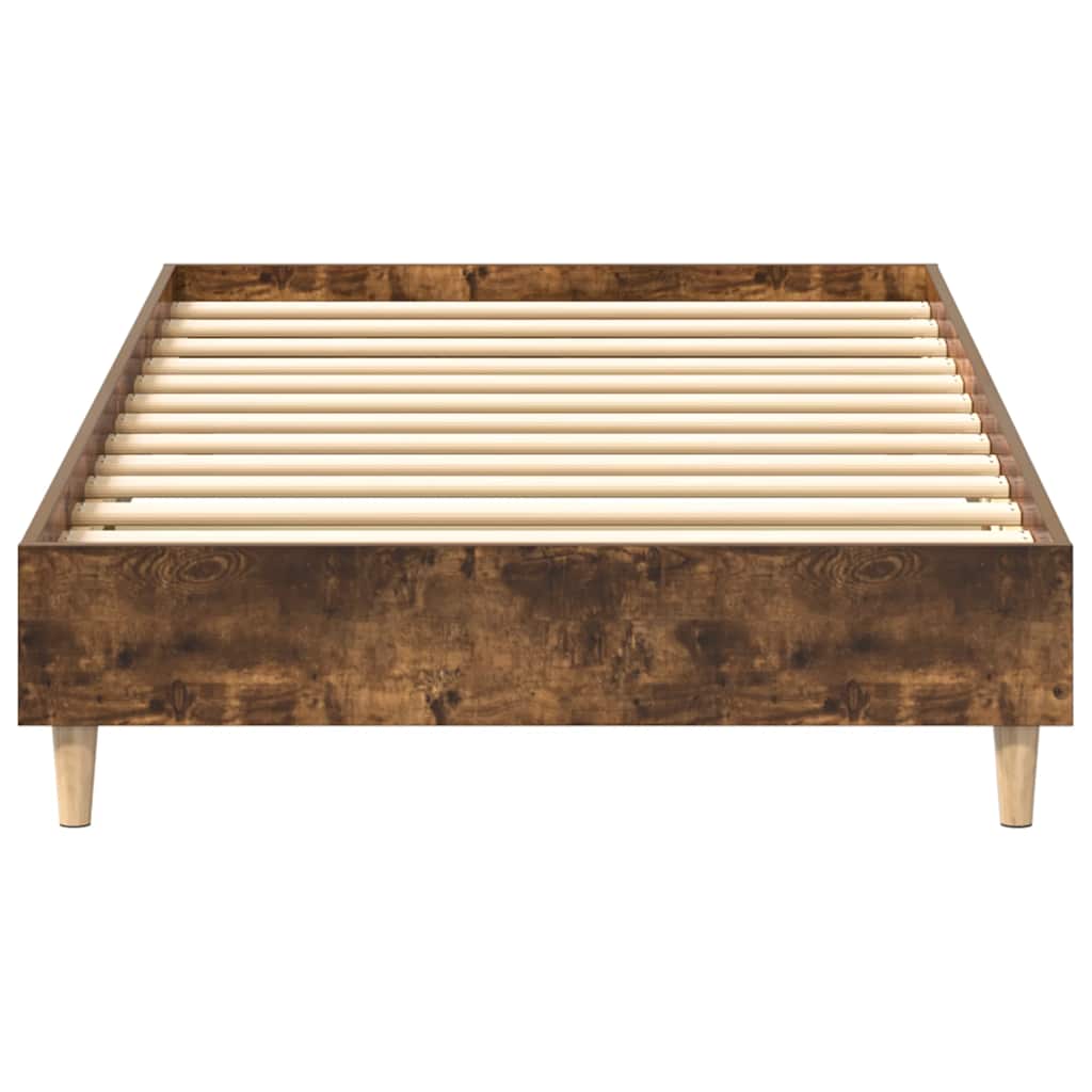 Bed Frame No Mattress Smoked Oak 90x190 cm Single Engineered Wood