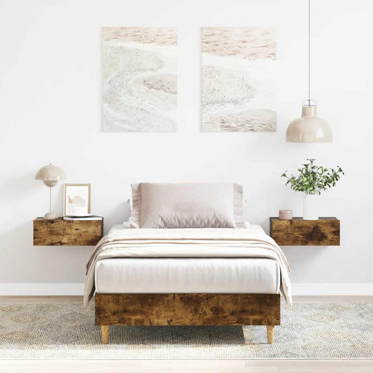 Bed Frame No Mattress Smoked Oak 90x190 cm Engineered Wood