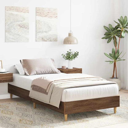 Bed Frame No Mattress Brown Oak 90x190 cm Single Engineered Wood