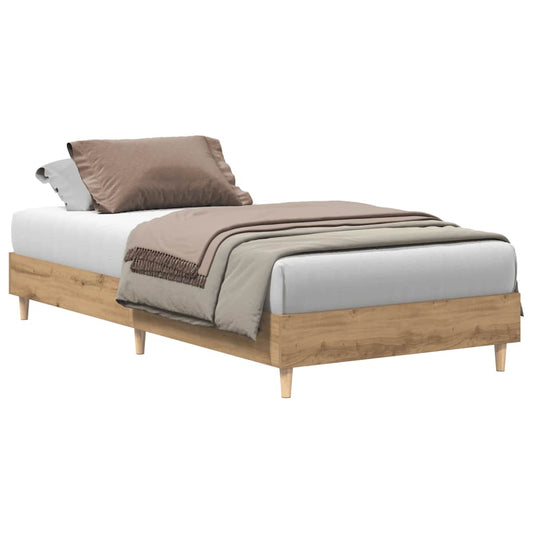 Bed Frame No Mattress Artisan Oak 90x190 cm Single Engineered Wood