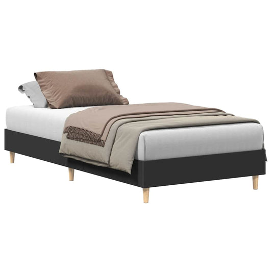 Bed Frame No Mattress Black 75x190 cm Engineered Wood