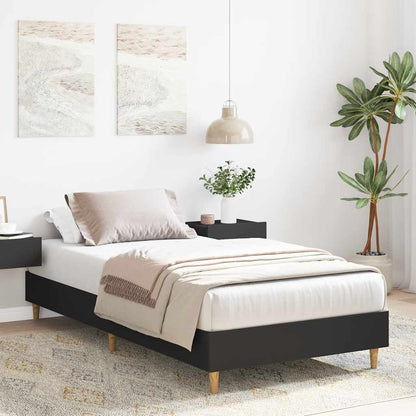Bed Frame No Mattress Black 75x190 cm Small Single Engineered Wood