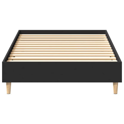 Bed Frame No Mattress Black 75x190 cm Small Single Engineered Wood