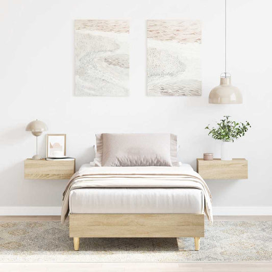 Bed Frame No Mattress Sonoma Oak 75x190 cm Engineered Wood