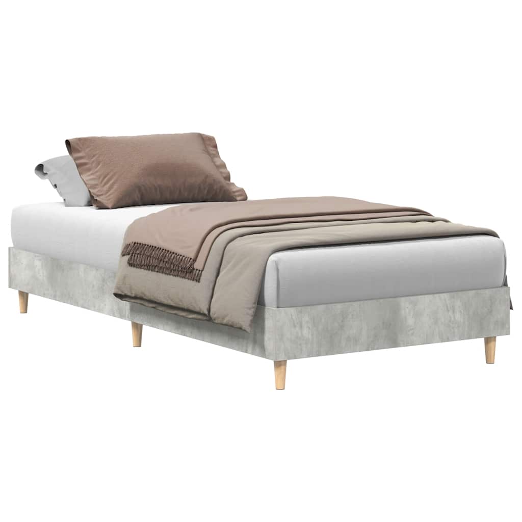 Bed Frame No Mattress Concrete Grey 75x190 cm Small Single Engineered Wood