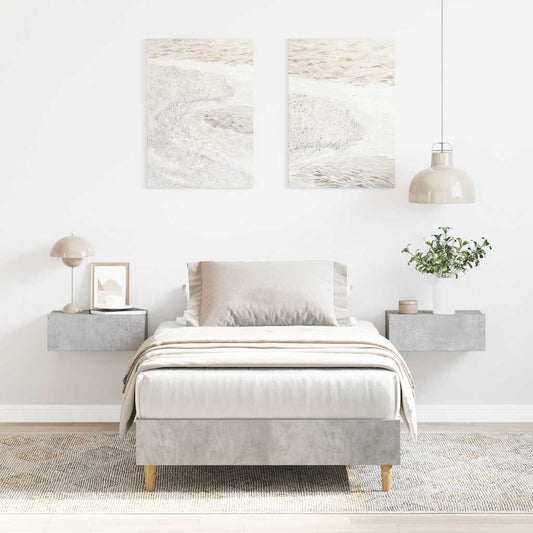 Bed Frame No Mattress Concrete Grey 75x190 cm Engineered Wood