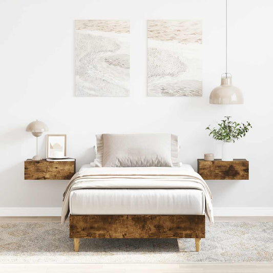 Bed Frame No Mattress Smoked Oak 75x190 cm Engineered Wood