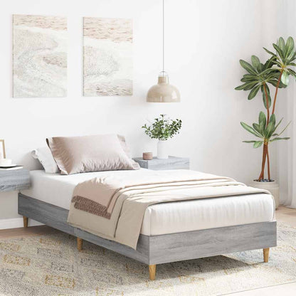 Bed Frame No Mattress Grey Sonoma 75x190 cm Small Single Engineered Wood