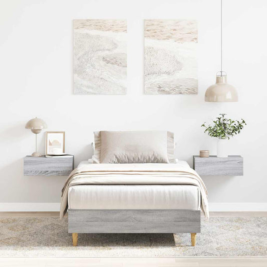 Bed Frame No Mattress Grey Sonoma 75x190 cm Engineered Wood