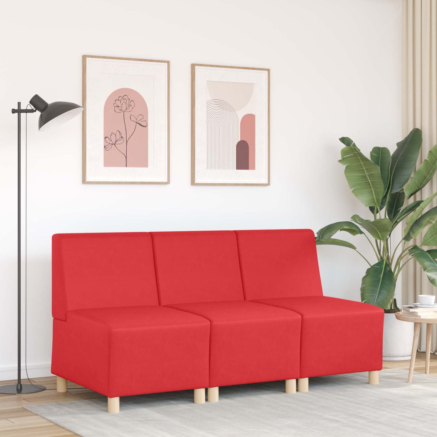 Modular Sofa Unit Armless Red 55 x 74 x 82 cm Faux Leather