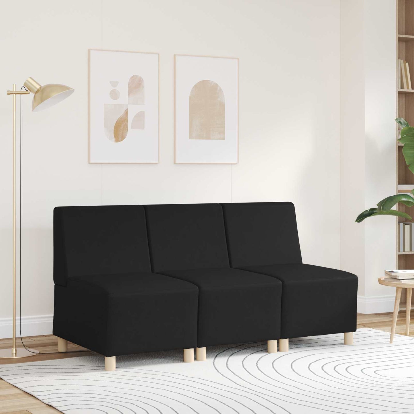 Modular Sofa Unit Armless Black 55 x 74 x 82 cm Faux Leather
