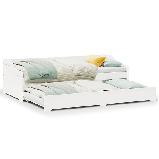 Daybed with Trundle without Mattress "IRUN" White 90x200 cm
