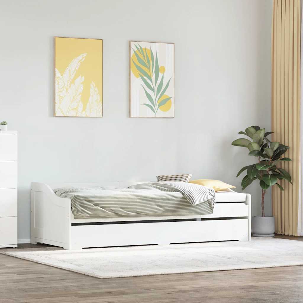 Daybed with Trundle without Mattress "IRUN" White 90x200 cm