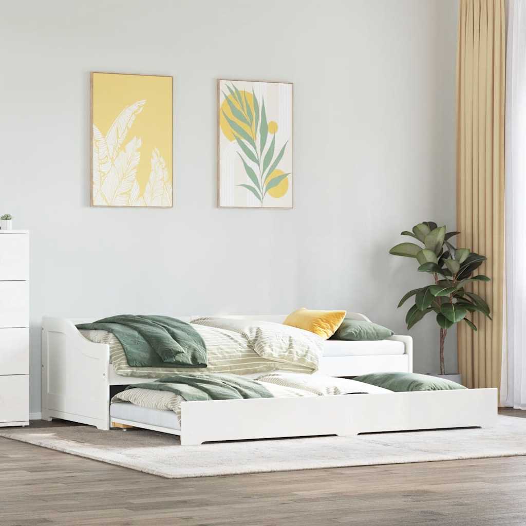 Daybed with Trundle without Mattress "IRUN" White 90x200 cm