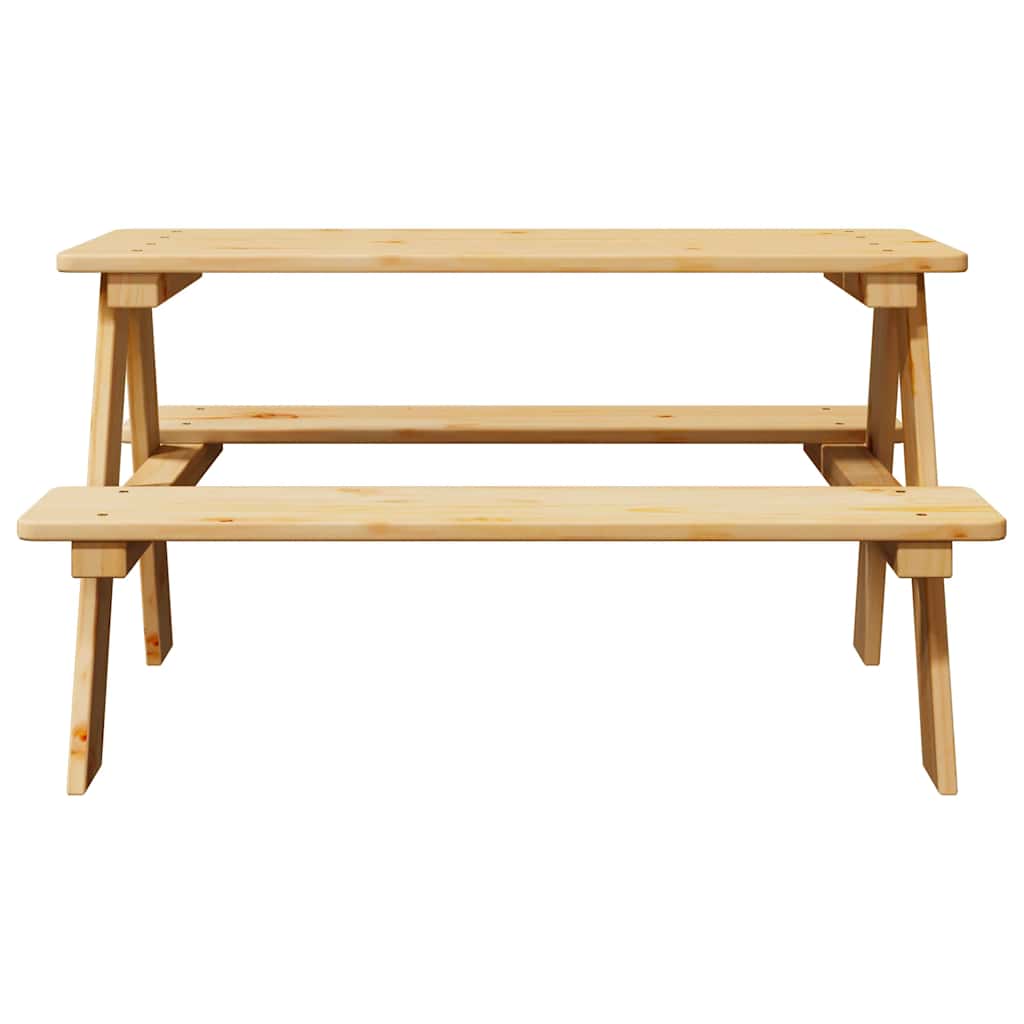 Children's Table with Benches IRUN 90x79.5x50 cm Solid Wood
