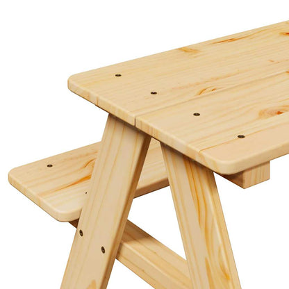 Children's Table with Benches "IRUN" 90x79,5x50 cm Solid Wood