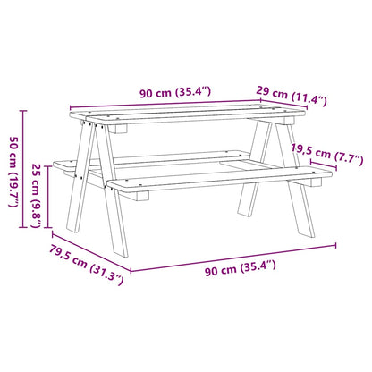 Children's Table with Benches IRUN 90x79.5x50 cm Solid Wood