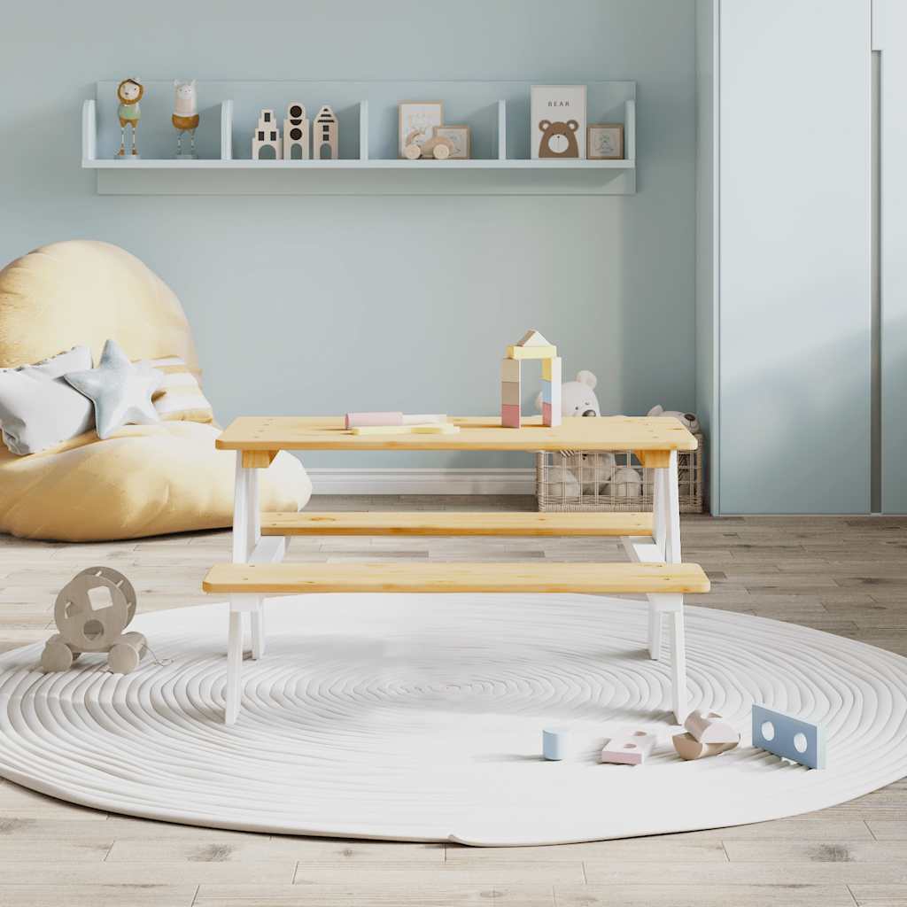 Children's Table with Benches "IRUN" White 90x79.5x50 cm