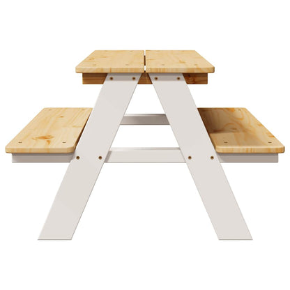 Children's Table with Benches IRUN White 90x79.5x50cm Solid Wood