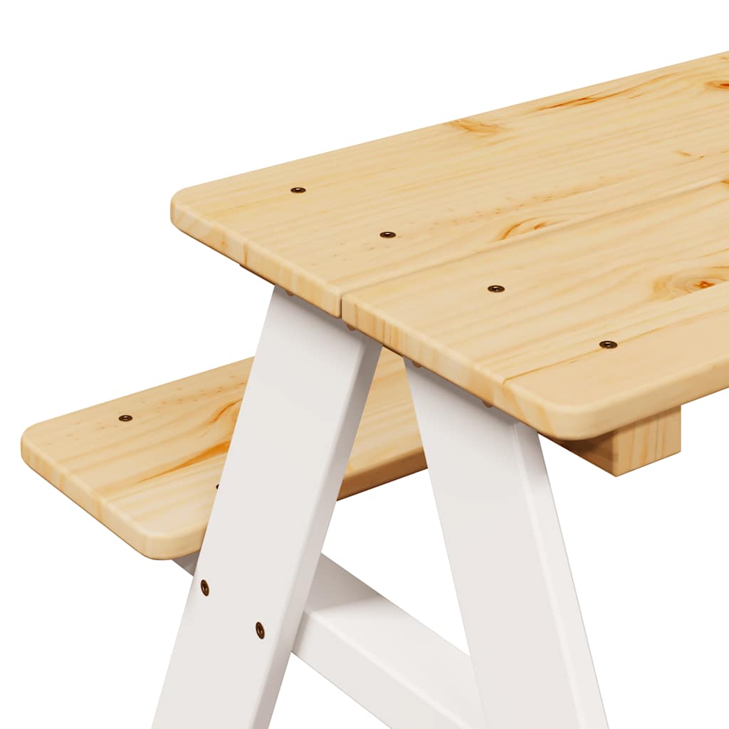 Children's Table with Benches "IRUN" White 90x79.5x50 cm