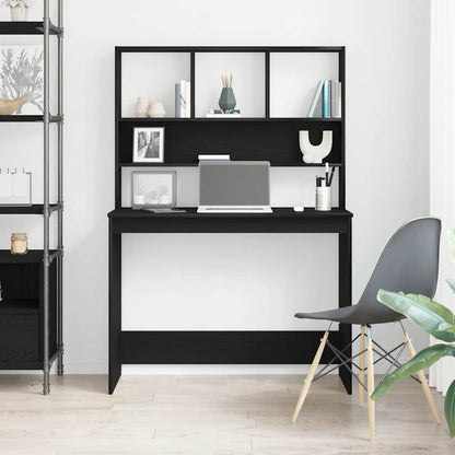 Desk with Shelves Black Oak 102x45x148 cm Engineered Wood