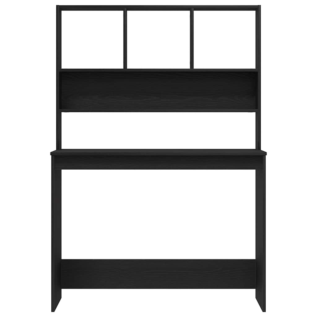 Desk with Shelves Black Oak 102x45x148 cm Engineered Wood