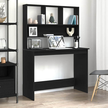 Desk with Shelves Black Oak 102x45x148 cm Engineered Wood