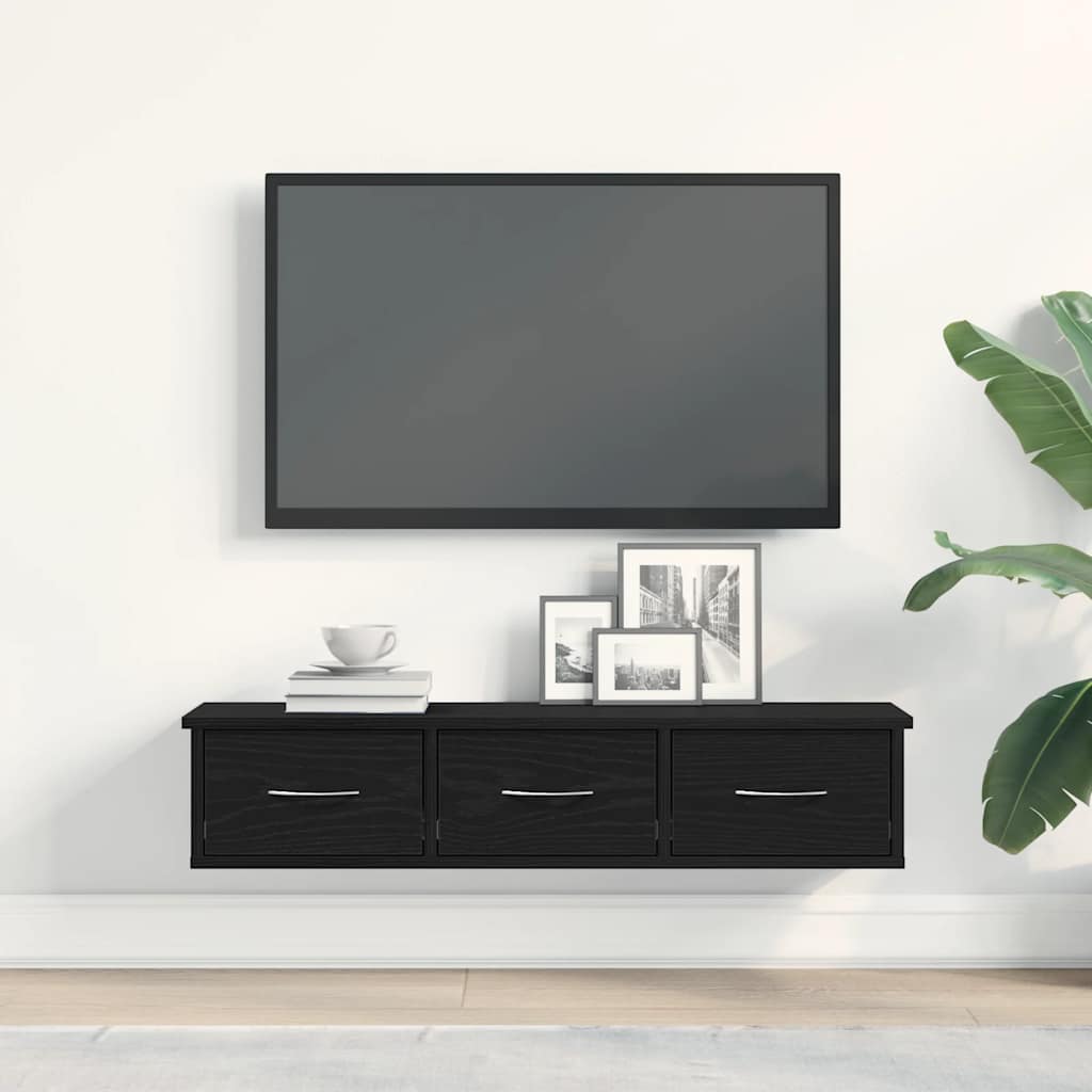 Wall Cabinet Black Oak 88x26x18,5 cm Engineered Wood