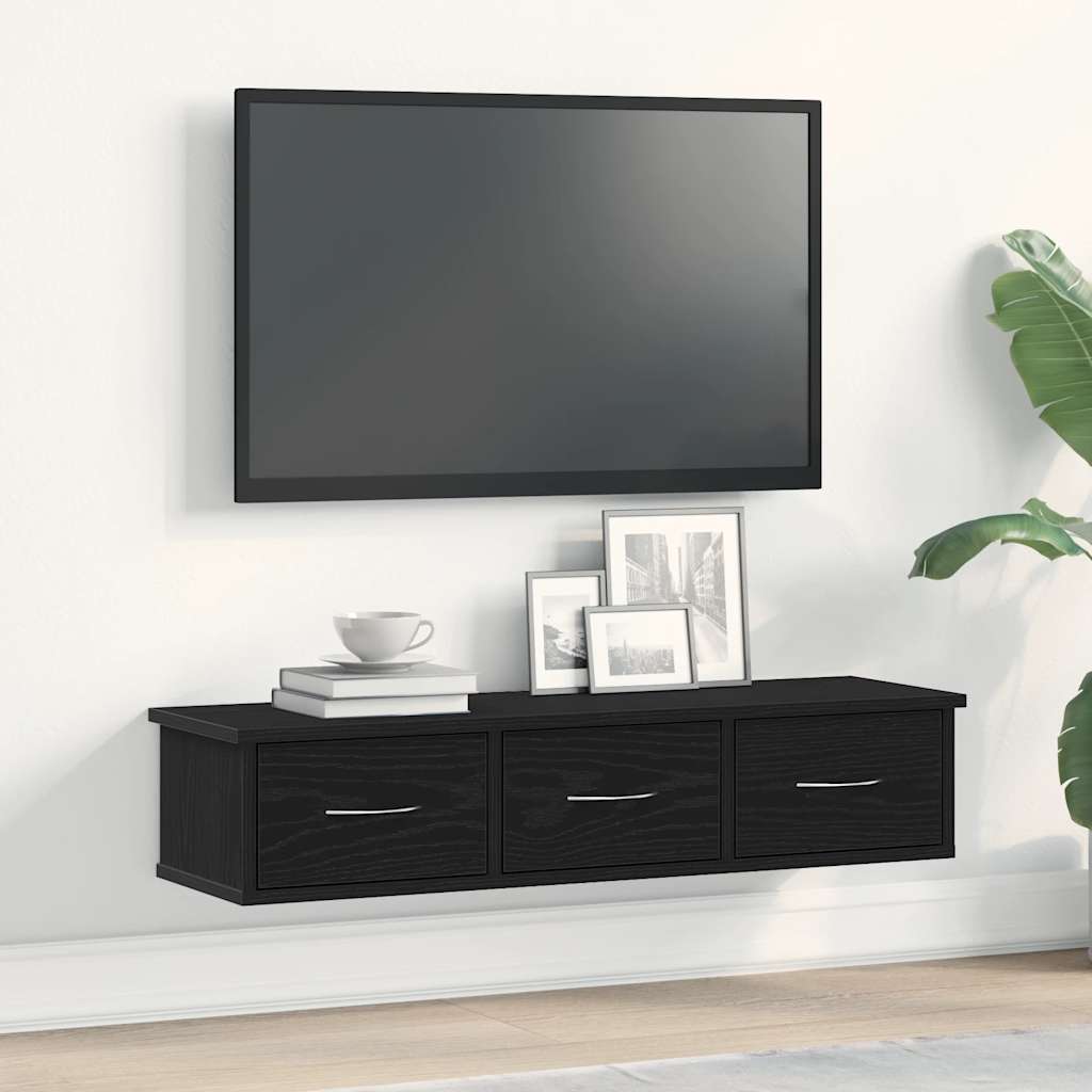 Wall Cabinet Black Oak 88x26x18.5 cm Engineered Wood