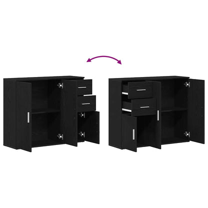 Sideboard Black Oak 91x29.5x75 cm Engineered Wood