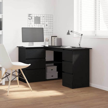 Desk with Drawer Black Oak 145 x 100 x 76 cm Engineered Wood